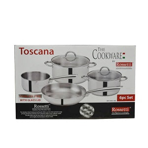 Rossetti Toscana Stainless Steel With Glass x6