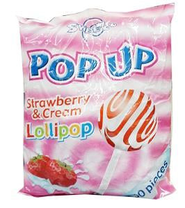 Sweetco Pop Up Strawberry & Cream Lollipop x50
