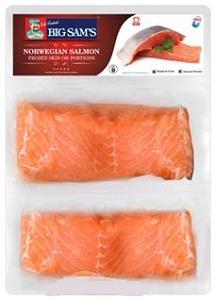 Big Sam's Norwegian Salmon Portions Frozen Skinless Fillet 300 g
