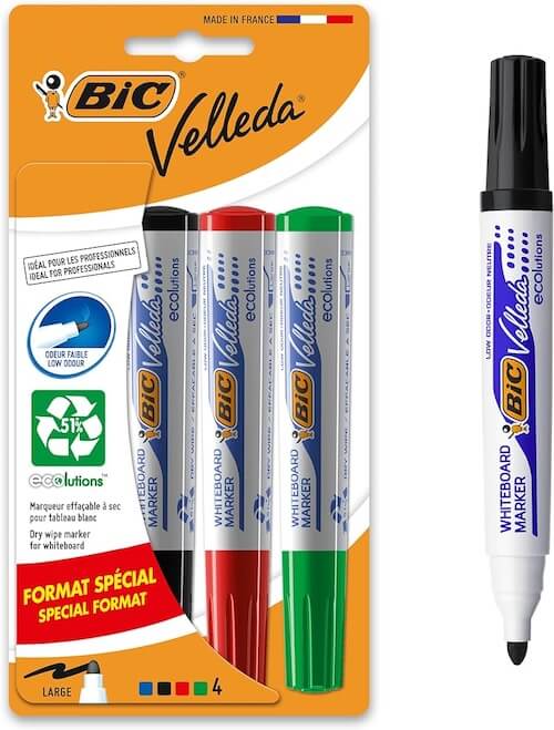 Bic Velleda ECOlutions White Board Permanent Marker x4