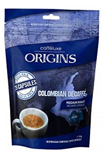 Caffeluxe Origins Colombian Decaffe Decafe Capsules Medium Roast 125 g x25