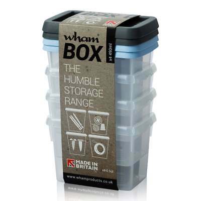 Wham Box & Lid Clear/Assorted Set Of 4 490 ml