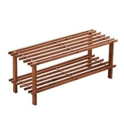 Premier 2 Tier Slatted Shoe Rack - Natural Cedar