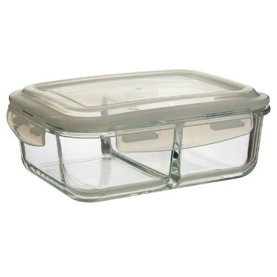 Premier Freska Rectangle 2 Compartment Glass Container 1.52 L