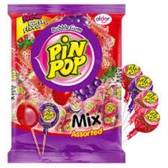 Pin Pop Lollipop With Bubble Gum Assorted 900 g x120