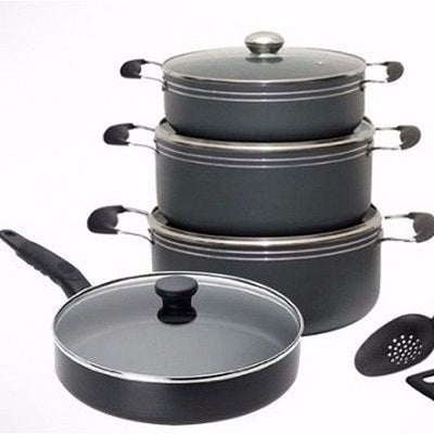 Hoffner Non-Stick 8 Piece Set With Frying Pan - 24 cm & Pots - 26 cm, 28 cm, 30 cm