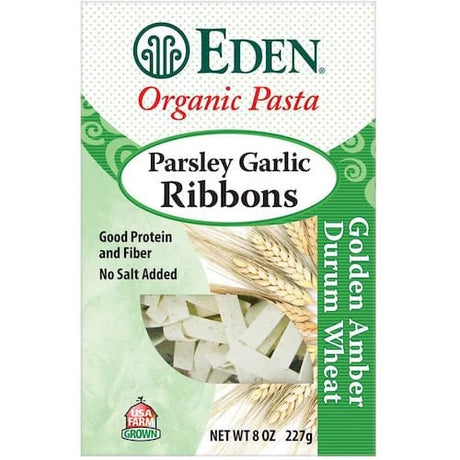 Eden Organic Pasta Parsley Garlic Ribbons Golden Amber Durum Wheat 227 g