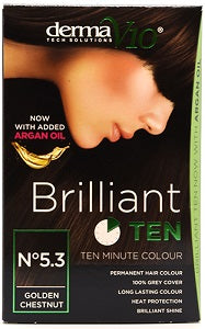 Derma V10 Brilliant Ten Minute Permanent Hair Colour With Argan Oil Golden Chestnut No. 5.3