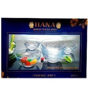 Hana Glassware Bowl x6