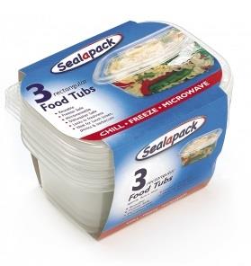 Seal-A-Pack Square Food Tubs x3