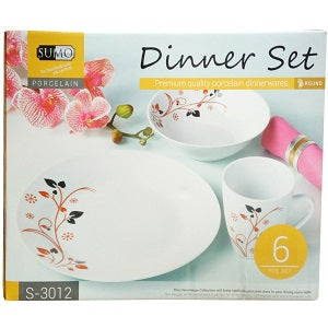 Sumo Porcelain Dinner Set Round x6