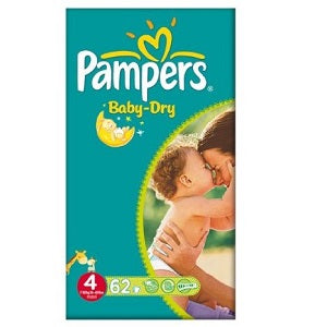 Pampers Baby Dry Size 4 Maxi 7-18 kg x62 (NG) x2