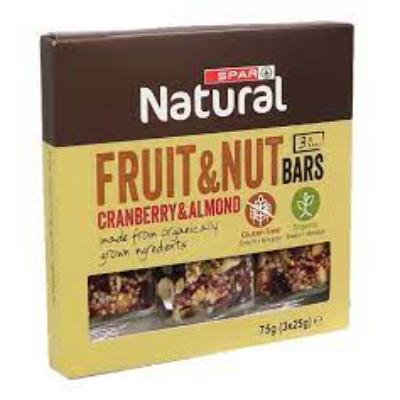 Spar Natural Fruit & Nut With Cranberry & Almond Bars 25 g x3