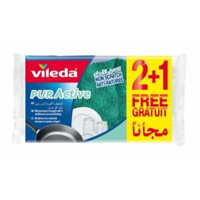 Vileda Puractive Non Scratch Scourer Pad x2 + 1 Free