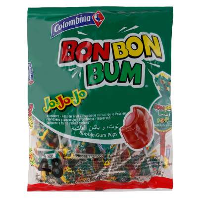 Colombina Raspberry & Passion Fruit Bubble Gum Pops 816 g x48