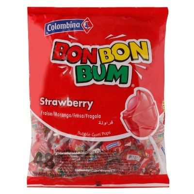 Colombina Strawberry Bubble Gum Pops 816 g x48