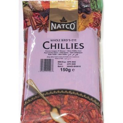 Natco Whole Bird's Eye Chillies Sachet 150 g