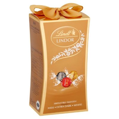 Lindt Lindor Gift Box With Bow - Milk, Extra Dark, White Chocolate 75 g