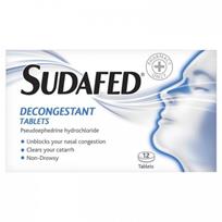 Sudafed Decongestant 12 Tablets