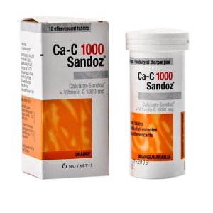 Ca-C 1000 Sandoz Calcium & Vitamin C Orange 10 Effervescents