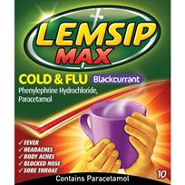 Lemsip Max Cold & Flu Blackcurrant 10 Sachets