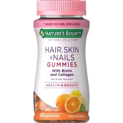 Nature's Bounty Hair, Skin & Nails Tropical Citrus Flavour 80 Gummies