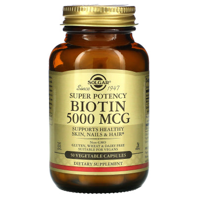 Solgar Biotin 5000 mcg Skin, Nails & Hair 50 Vegetable Capsules