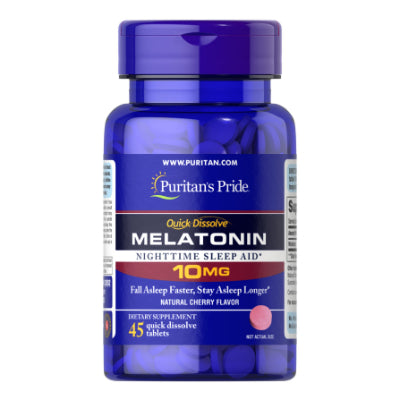 Puritan's Pride Melatonin Night Time Sleep Aid 10 mg 45 Tablets