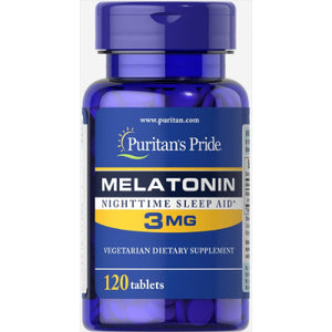 Puritan's Pride Melatonin Night Time Sleep Aid 3 mg 120 Tablets