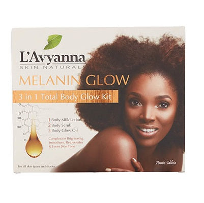 L'Avyanna 3 in 1 Melanin Body Glow Kit - Body Milk, Body Scrub, Glow Oil