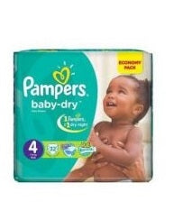 Pampers Baby Dry Size 4 Maxi 7-18 kg x32 (NG)