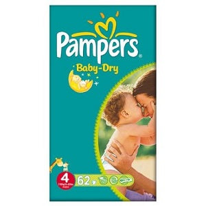 Pampers Baby Dry Size 4 Maxi 7-18 kg x62 (NG)