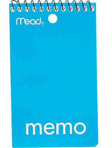 Mead Plastic Memo Book 3 x 5 Inches Assorted - 100 Sheets