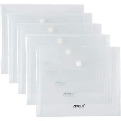 Rexel Ice A5 Popper Wallet - Clear x5