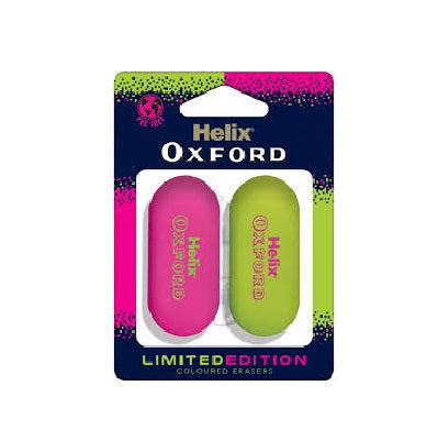 Helix Oxford Clash Twin Pack Eraser - Pink