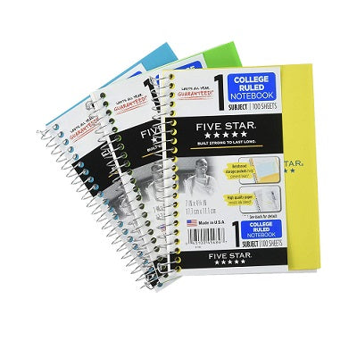 Mead Fivestar 1 Subject College Ruled Notebook 7 x 4-3/8 Inches 100 Sheets