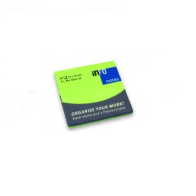 Global Notes 75 x 75 mm Brilliant Sticky Notes 80 Sheets Ruled - Brilliant Green x12