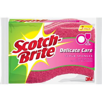 Scotch Brite Anti Bacterial Delicate Care Household Scourer x3