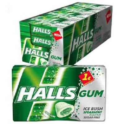 Halls Ice Rush Spearmint Flavour Gum Sugar-Free 18 g