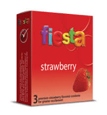 Fiesta Flavoured, Coloured & Dotted Premium Condoms Strawberry x3