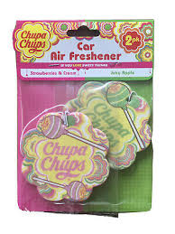 Chupa Chups Car Air Freshener Strawberries & Cream & Juicy Apple x2