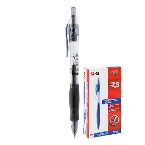 M & G Retractable Gel Pen Black 0.7 mm Comfort Rubber Grip