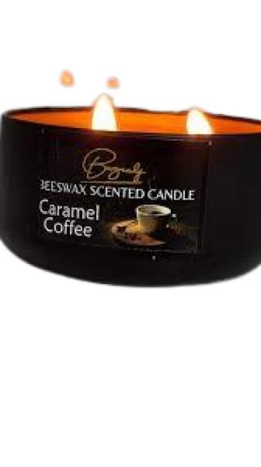 Burgundy Beeswax Scented Candles Caramel Coffee 140 g