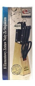 Kitchen Knives With Wood & Stainless Block x5