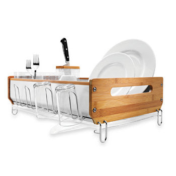 Classy Stainless Steel Dish Rack & Wooden Side