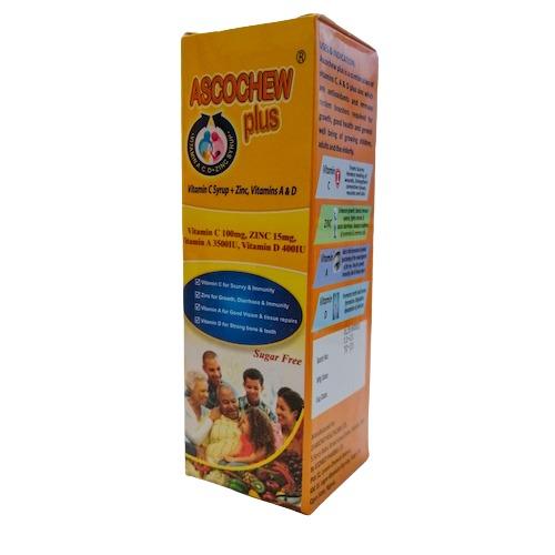 Ascochew Plus Vitamin C + Zinc, Vitamins A & D Syrup 100 ml