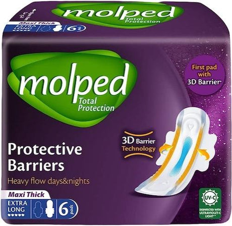 Molped Ultra Protective Barriers Sanitary Pad Extra Long x6