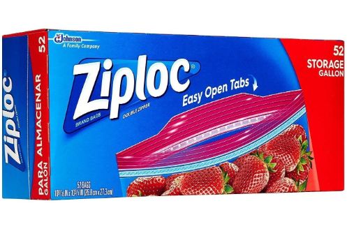 Ziploc Gallon Size Storage Bags (Double Zipper) 52 bags -26.8cm x 27.3cm