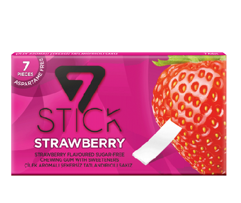 Stick Chewing Gum Strawberry Flavour With Sweetener Sugar-Free 14.5 g x7