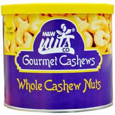 M & W Gourmet Whole Cashew Nuts Roasted With Honey Tin 165 g